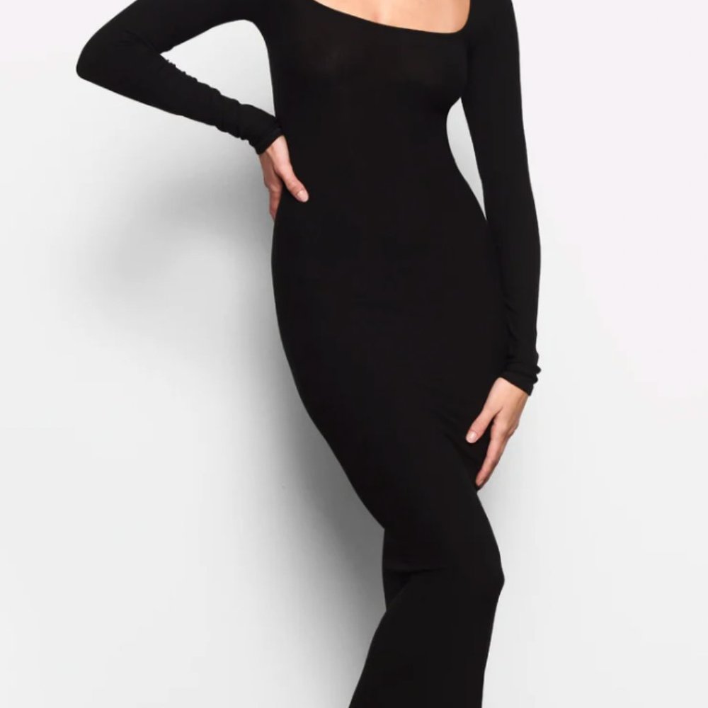 Skims Soft Lounge Long Sleeve Ribbed Maxi Dress